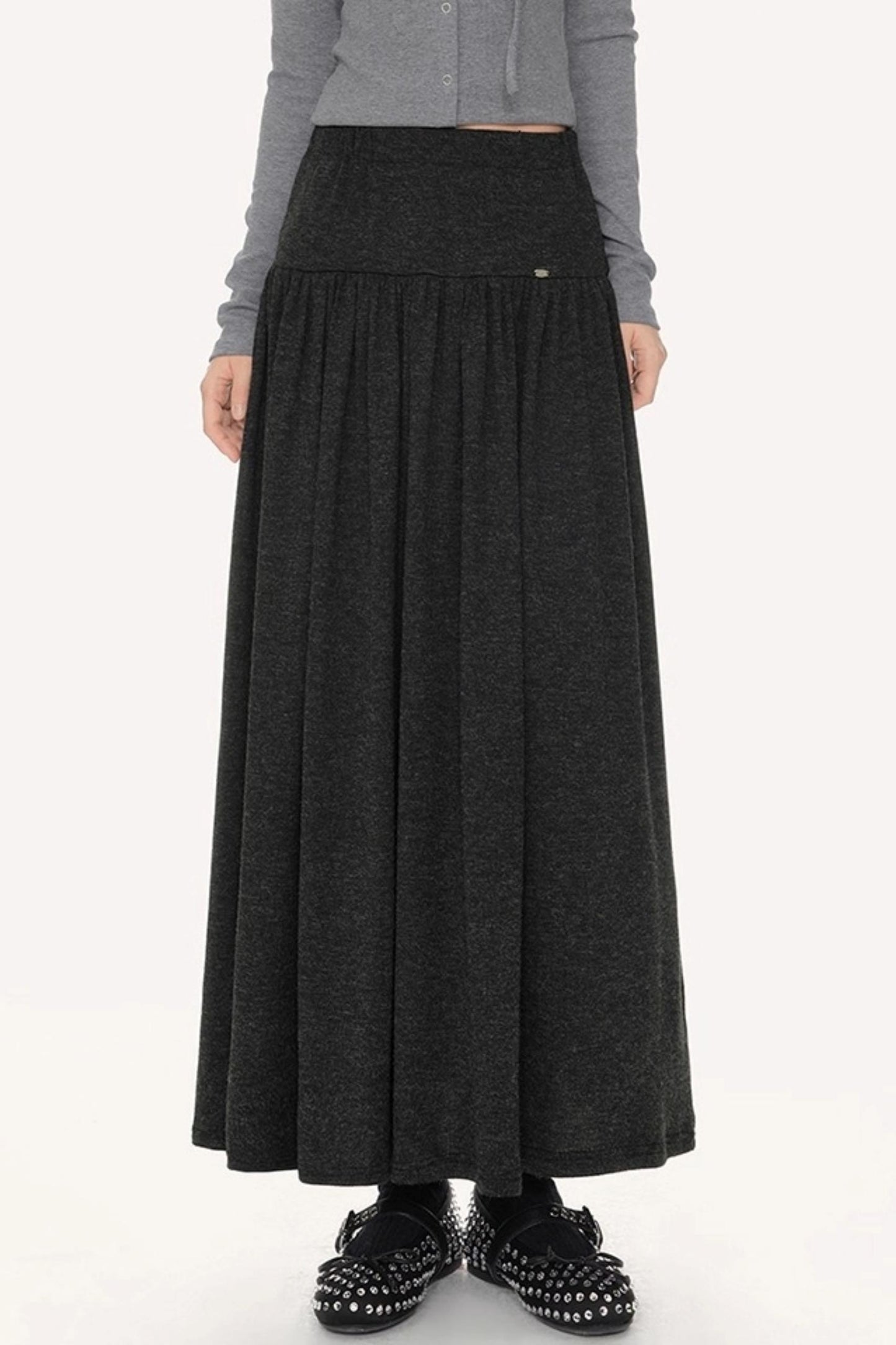 French Pleated Long Skirt