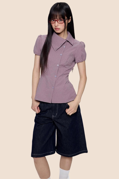 Purple Plaid Summer Shirt