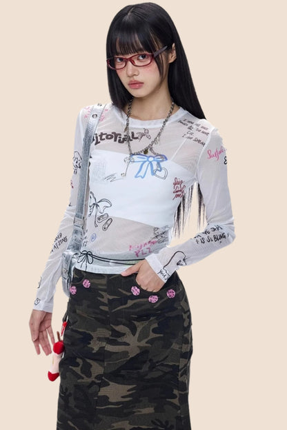 American Babes Mesh Long Sleeve Top