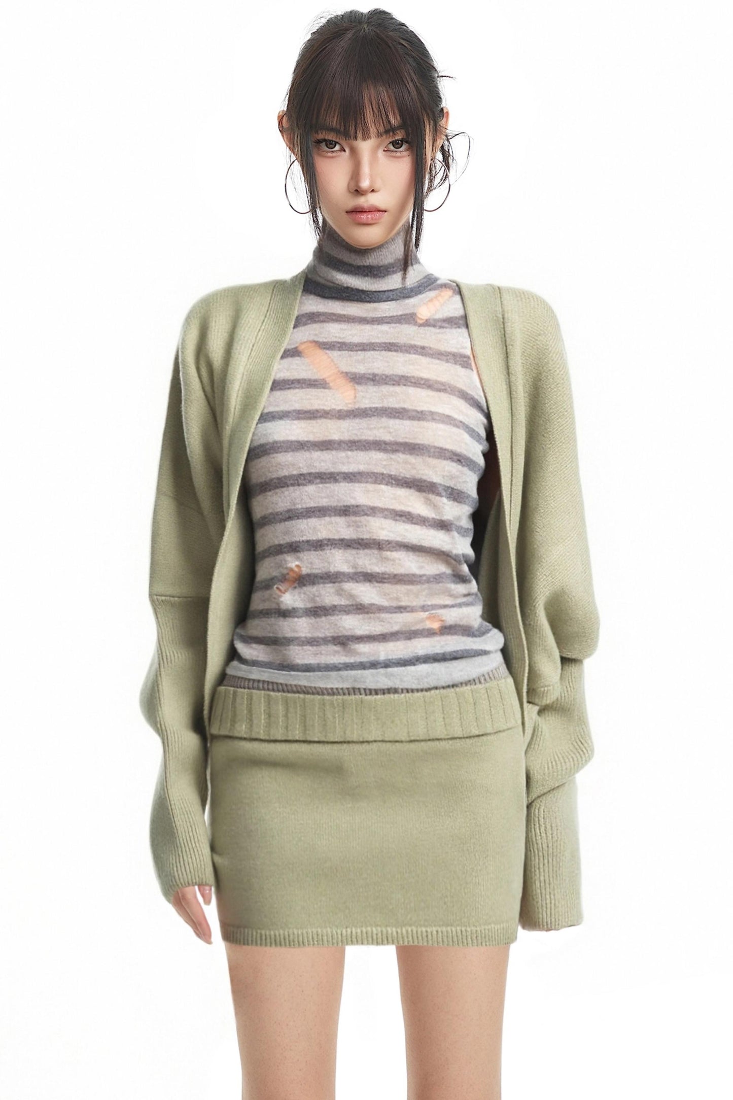 Knitted Batwing Cardigan Set-Up