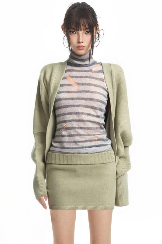 Knitted Batwing Cardigan Set-Up