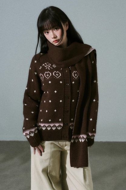 Fair Isle Wool Cardigan Top