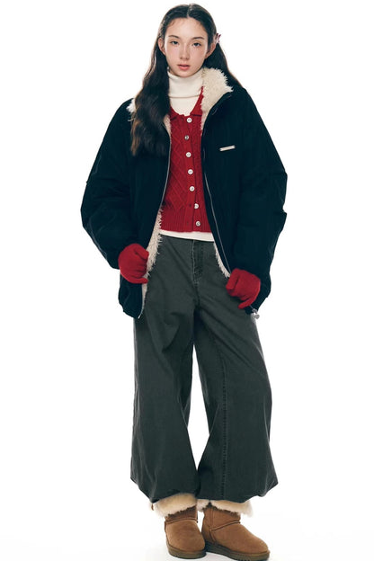 Cocoa Mousse Fur-Lined Jacket