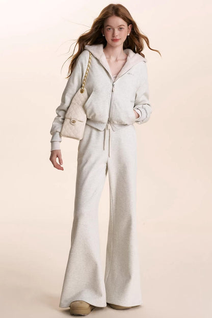 Hooded Plush Jacket & Fleece Pants Set-Up