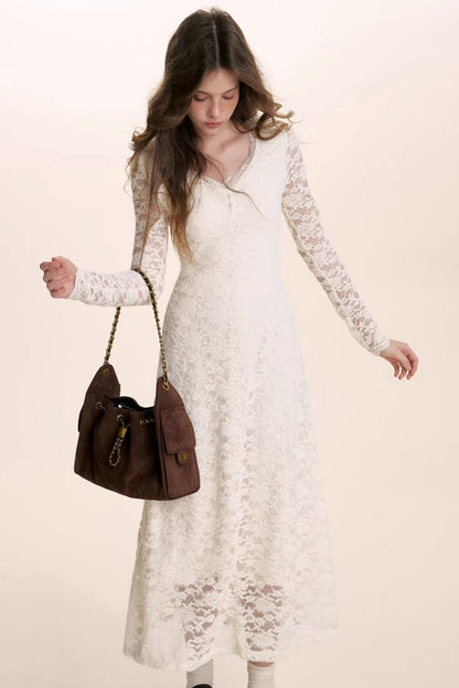 Romantic Lace Velvet Dress