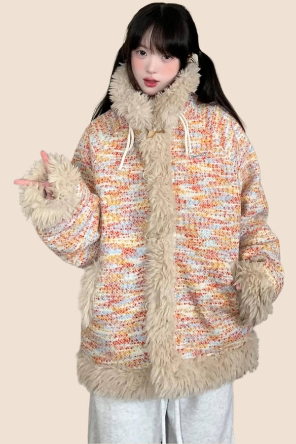 Farbblock dicke Baumwolljacke 