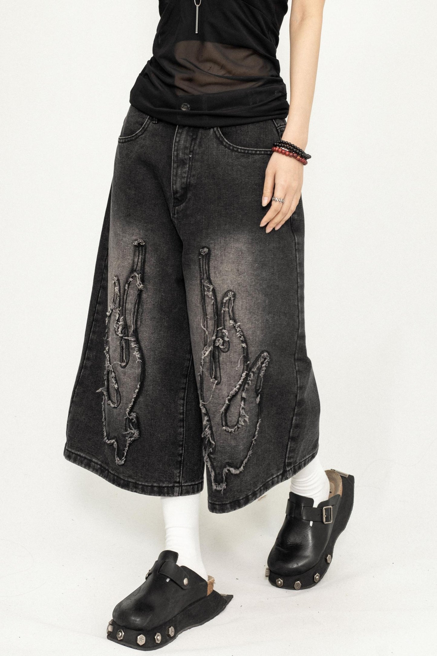 Denim Wide-Leg Trousers