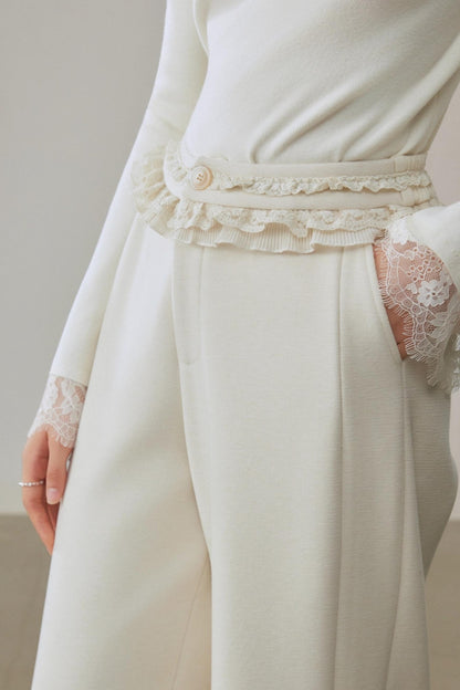 High-Waisted Velvet Wide-Leg Pants