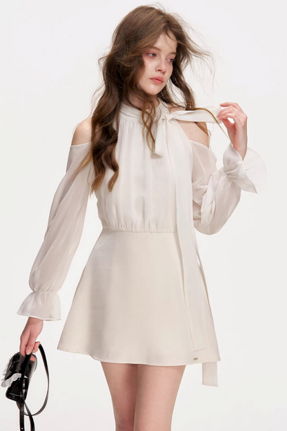 Satin Off-Shoulder A-Line Dress