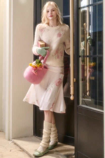 Milky Way Wool Sweater & Skirt Set-Up