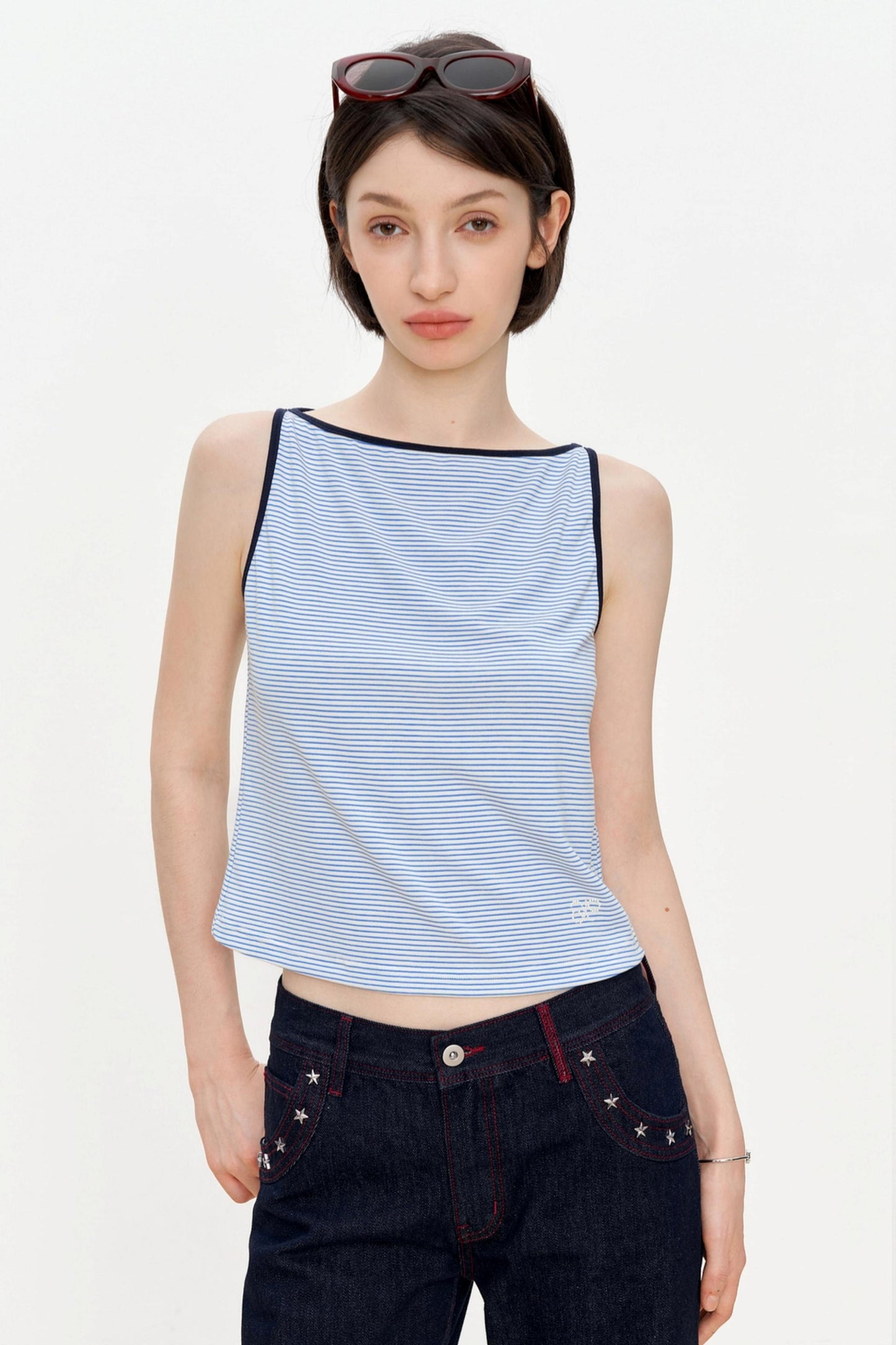 Blue Stripe Asymmetrical Tank