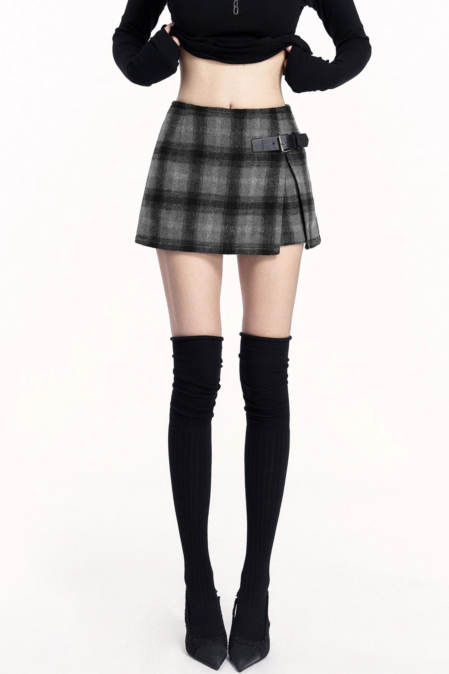 Plaid Woolen Trouser Skirt