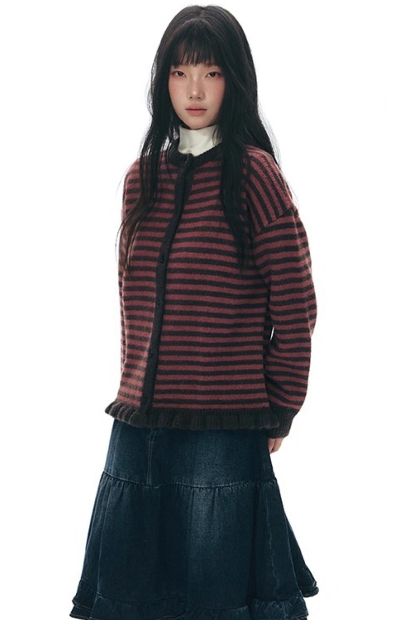 Vintage Striped Sweater Cardigan