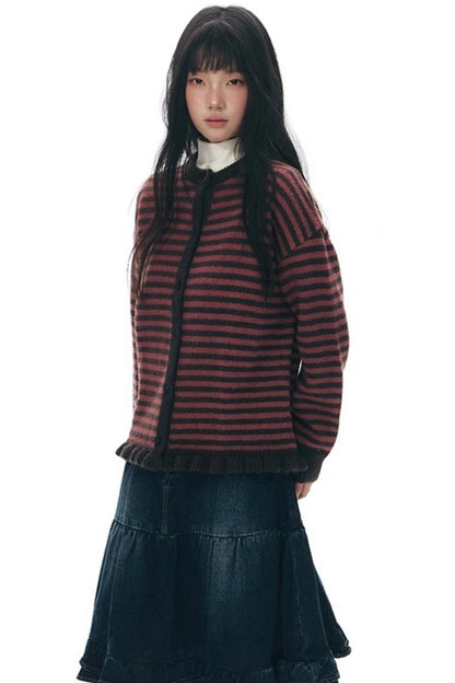 Vintage Striped Sweater Cardigan