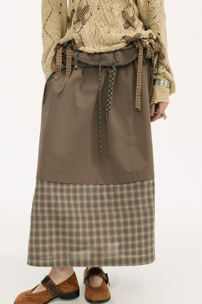 Plaid Patchwork Ruffled Skirt