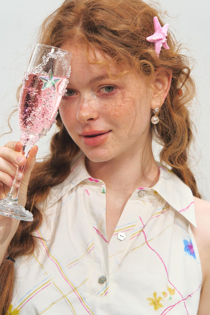 Printed Tie Neck Blouse