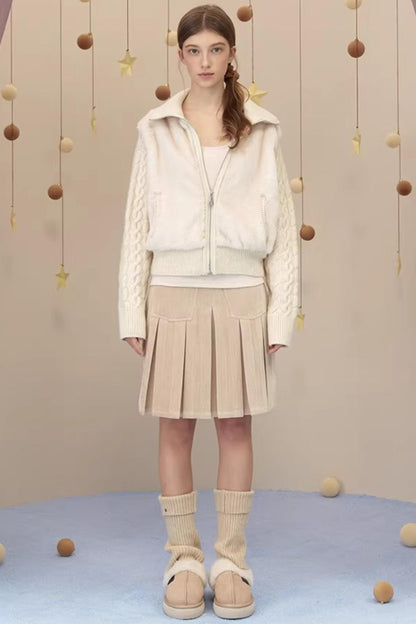 Reversible Suede Pleated Skirt