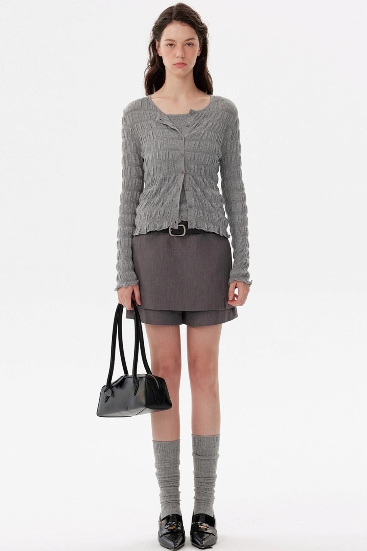 Woolen Slim Knit Cardigan & Sling Set-Up