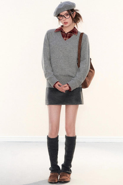 Woolen A-Line Culottes Skirt