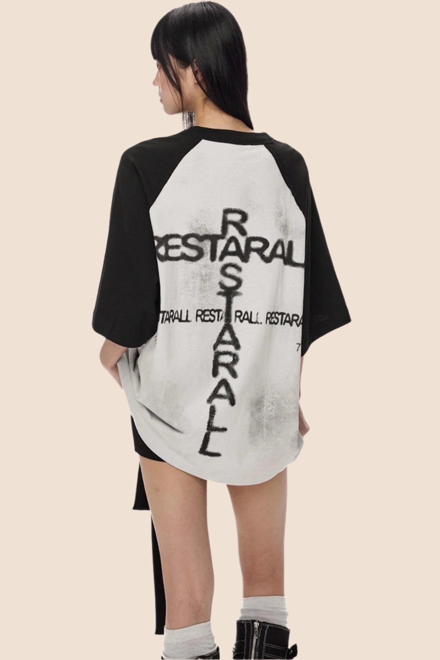 Street Black & White Graffiti Print Top