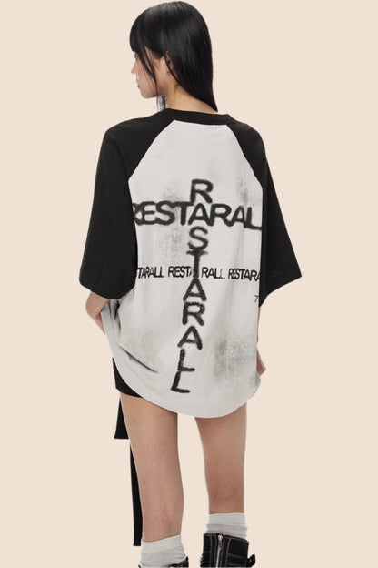 Street Black & White Graffiti Print Top