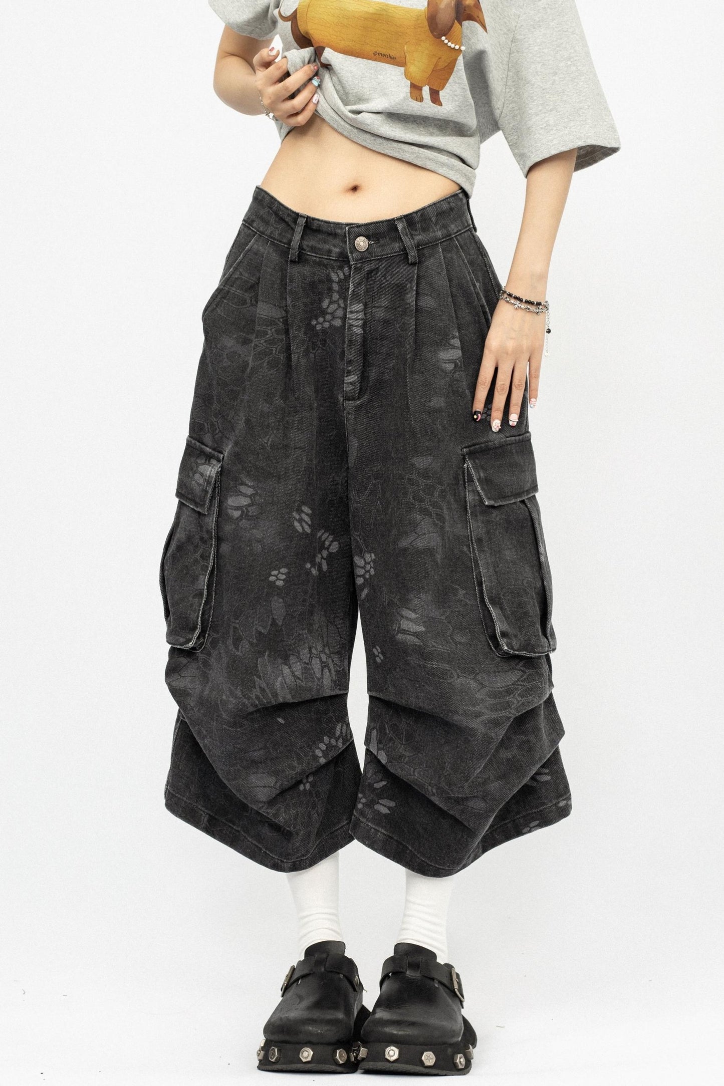 Vintage Camouflage Wide-Leg Pants