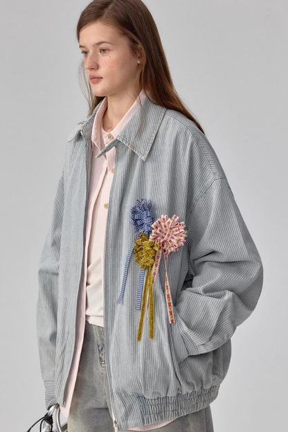 Spring Story Striped Denim Jacket Set-Up