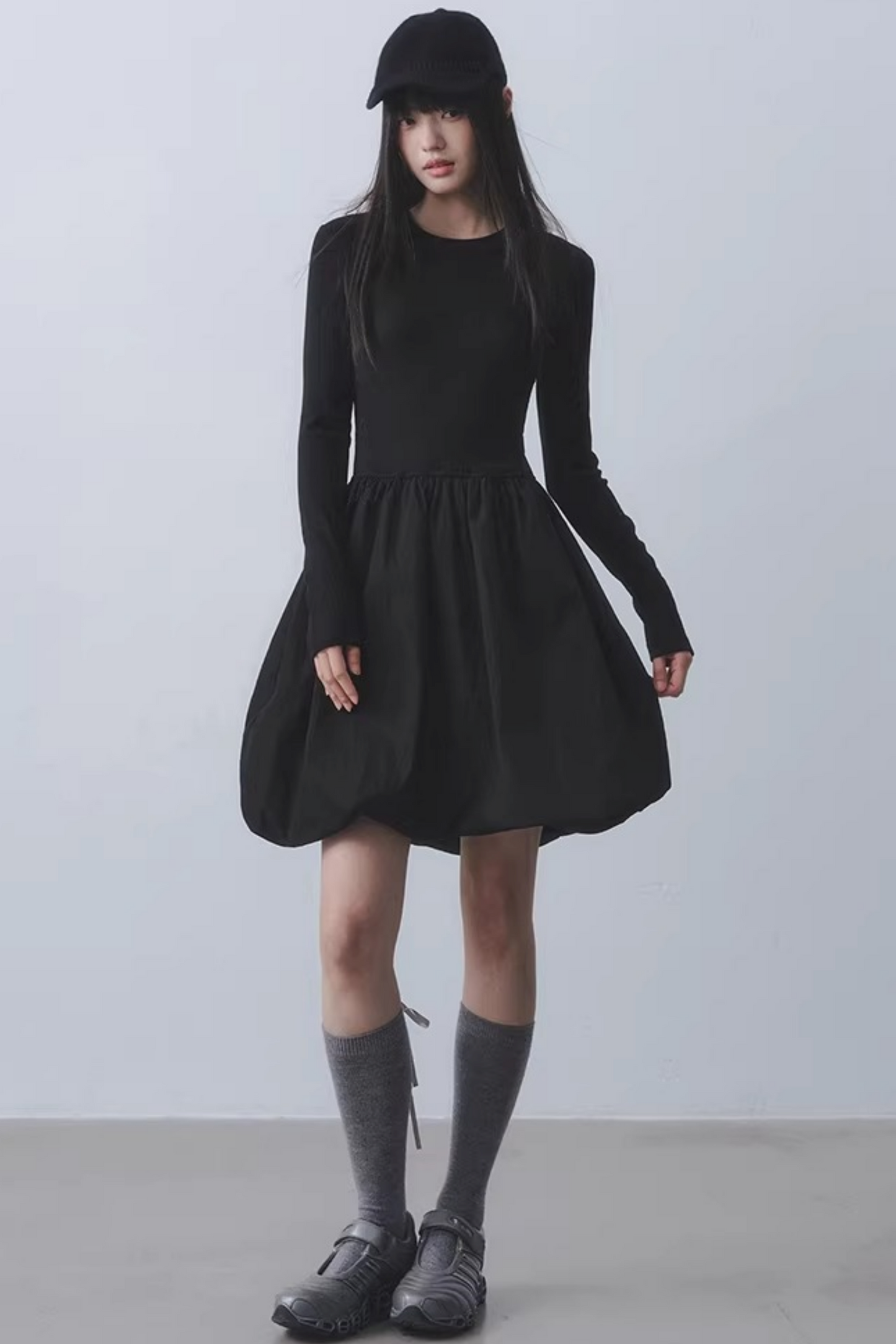 Black Knit Floral Dress