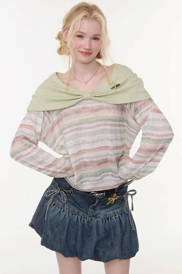 Spring Mist Striped Knit Top