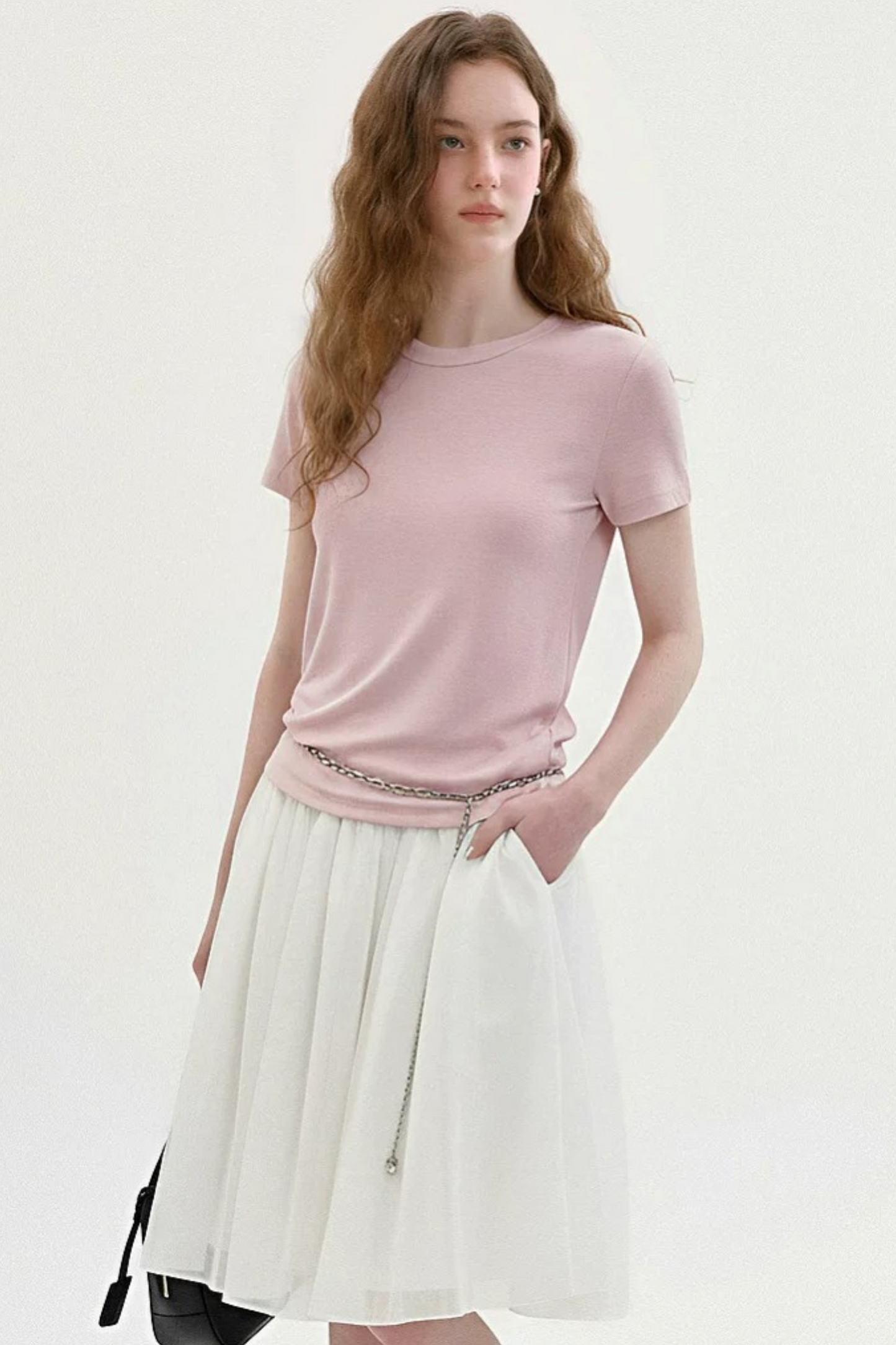 T-shirt rosa a girocollo