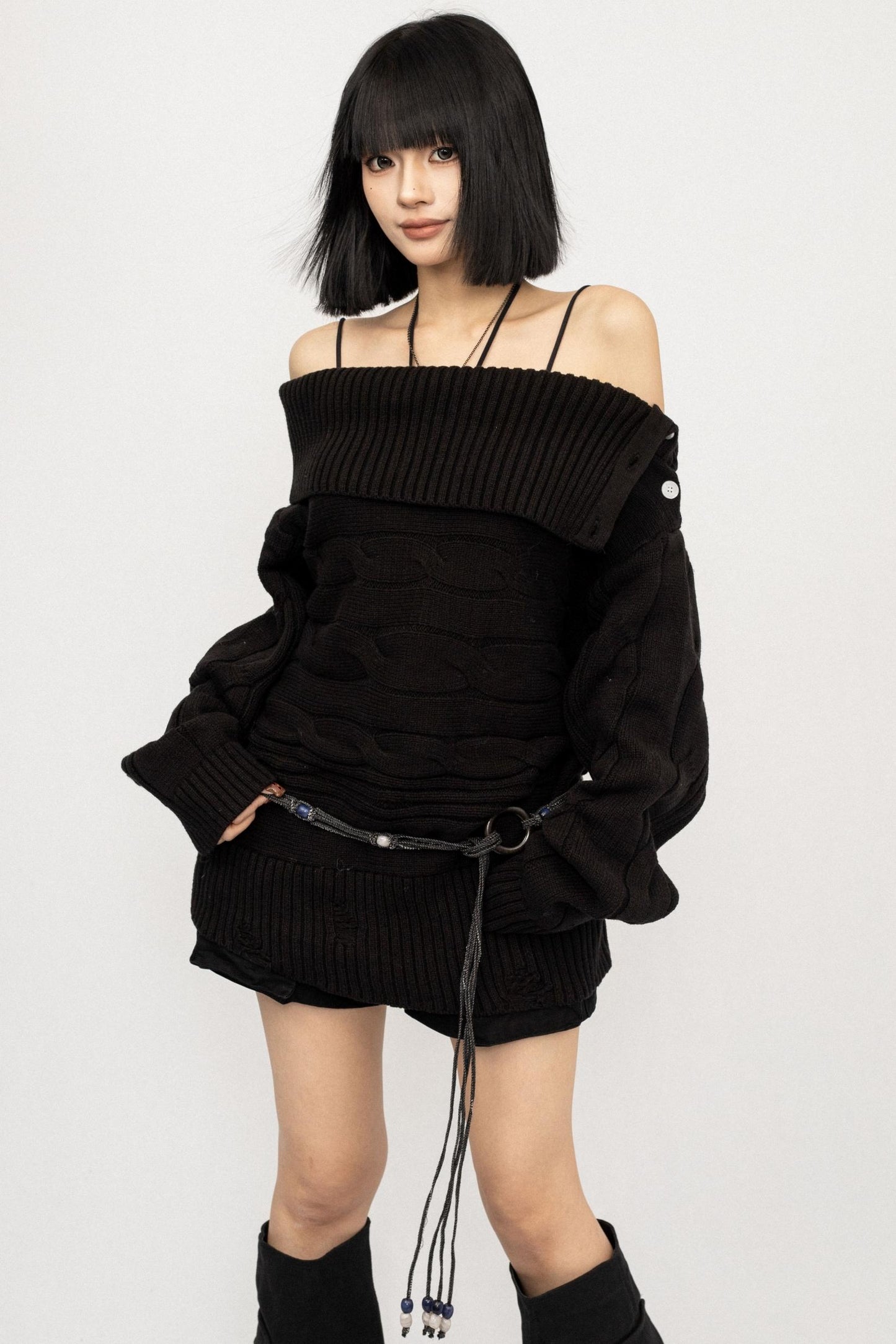 Slanted Shoulder Heavy Top