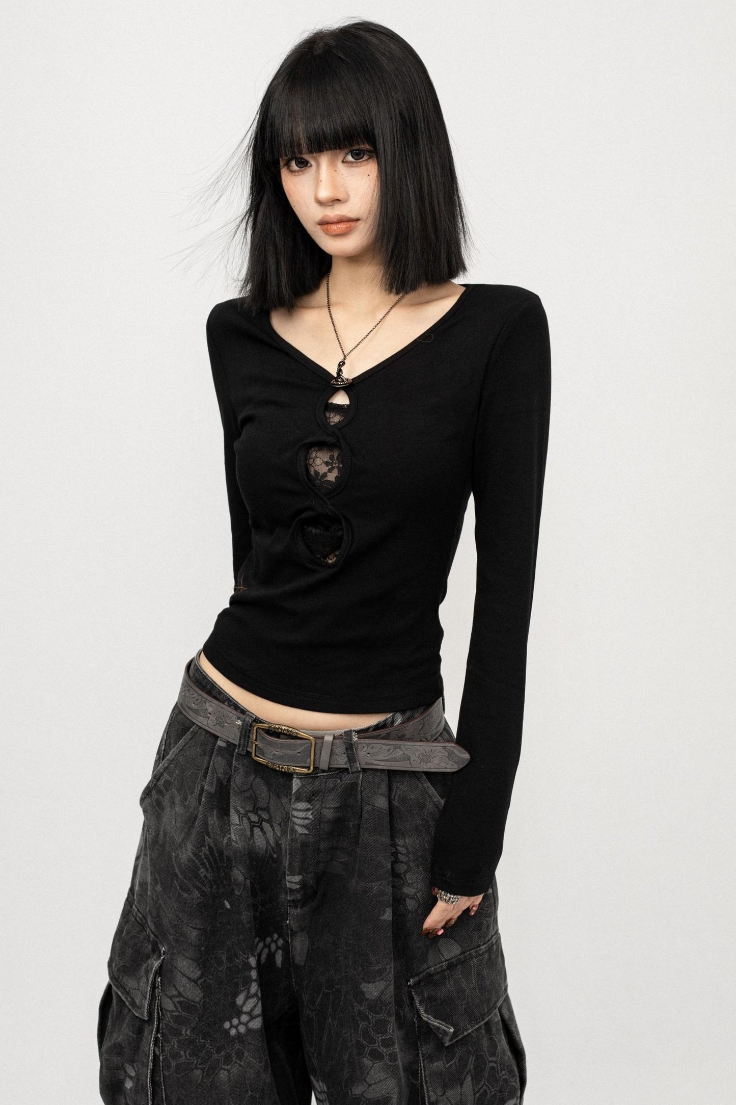 American Black Long Sleeve Top