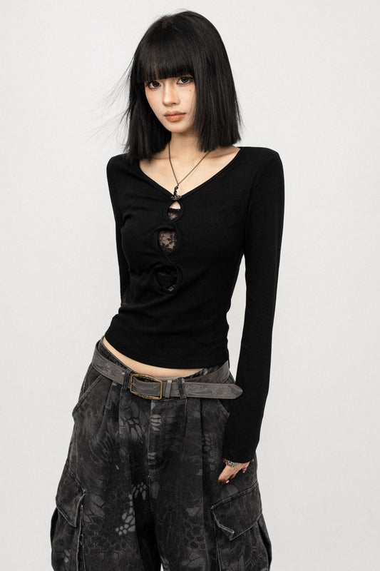 American Black Long Sleeve Top