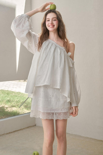 Embroidered Flower Elegant Skirt Set-Up