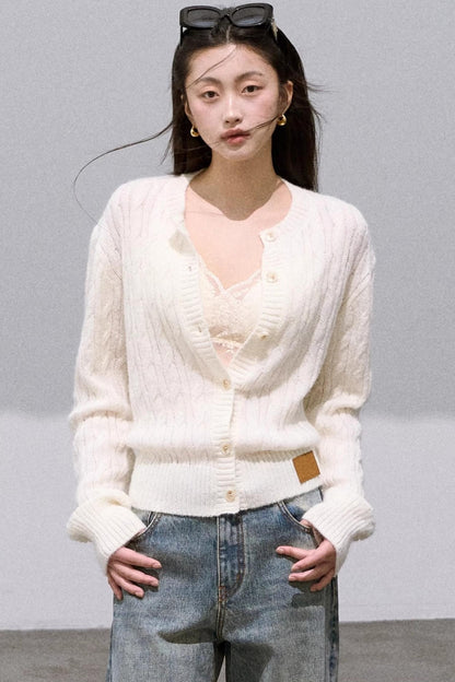 Gentle Mohair Wool Knit Cardigan