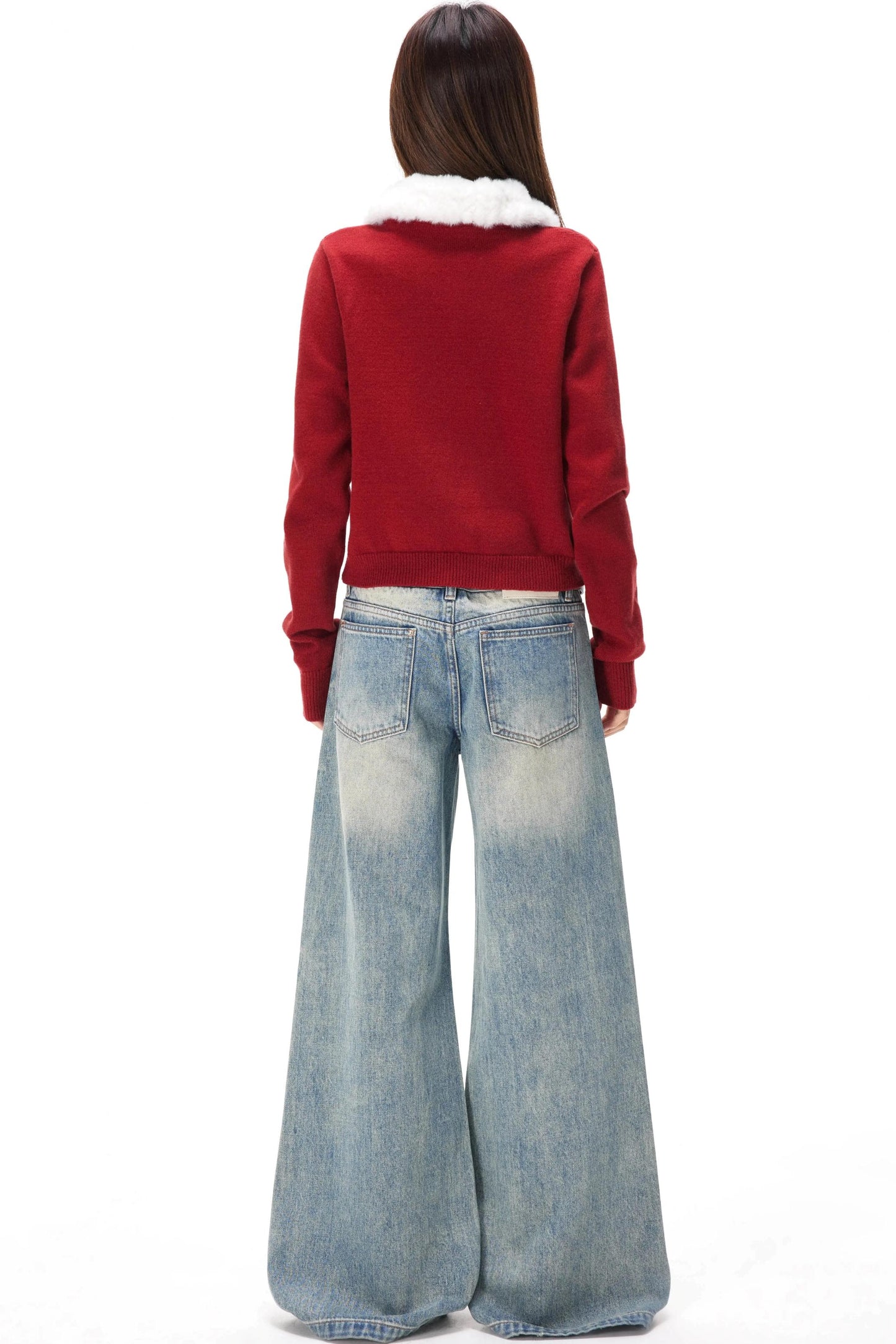 Retro Leopard Print Blaue Jeanshose