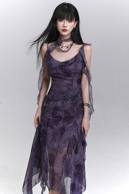 Purple Halter Summer Dress