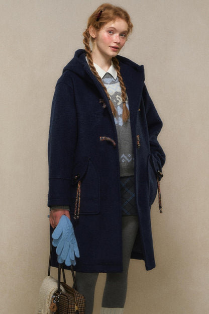 Mid-Length Varsity Style Wool Coat