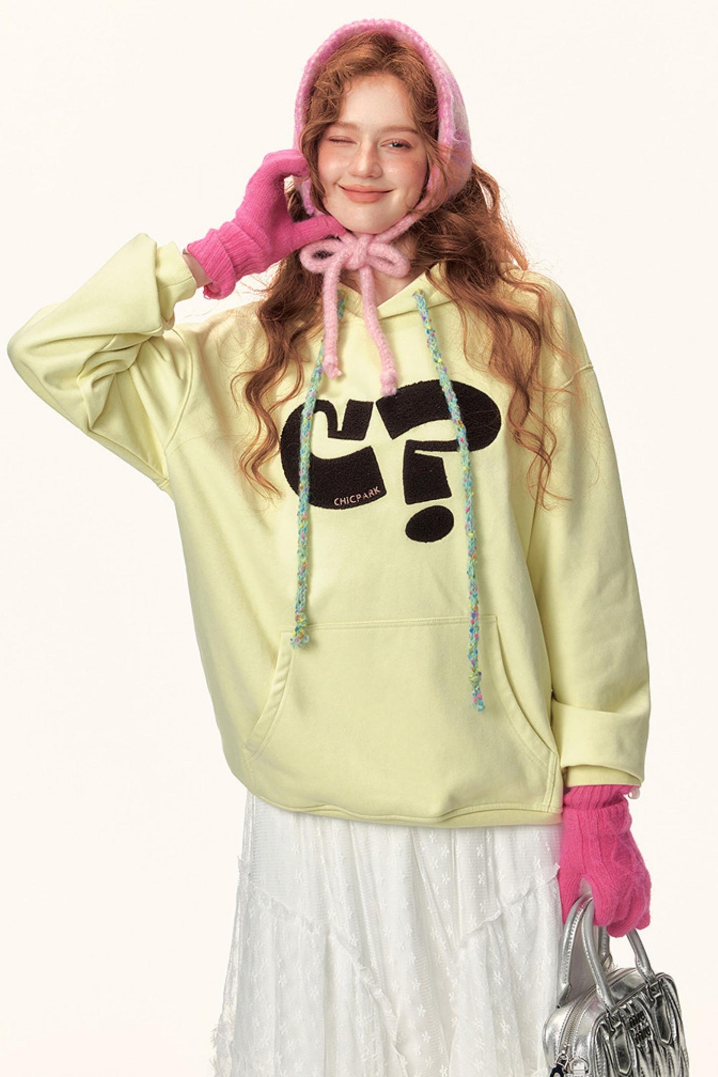 Symbol Print Hooded Sweatshirt