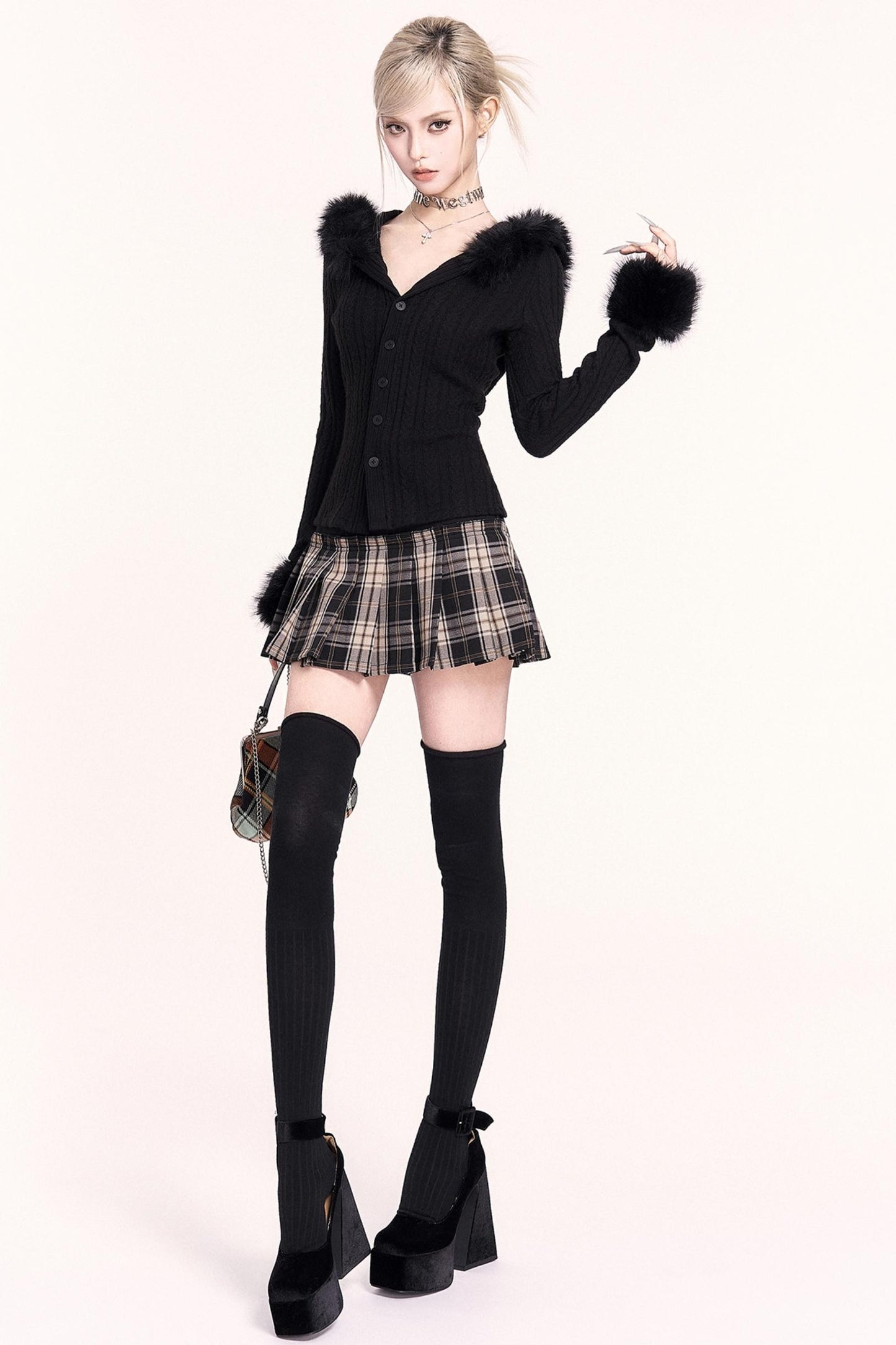 Detachable Fur Collar Hooded Top