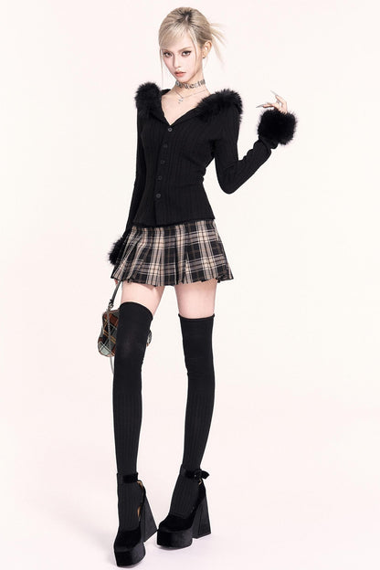 Detachable Fur Collar Hooded Top