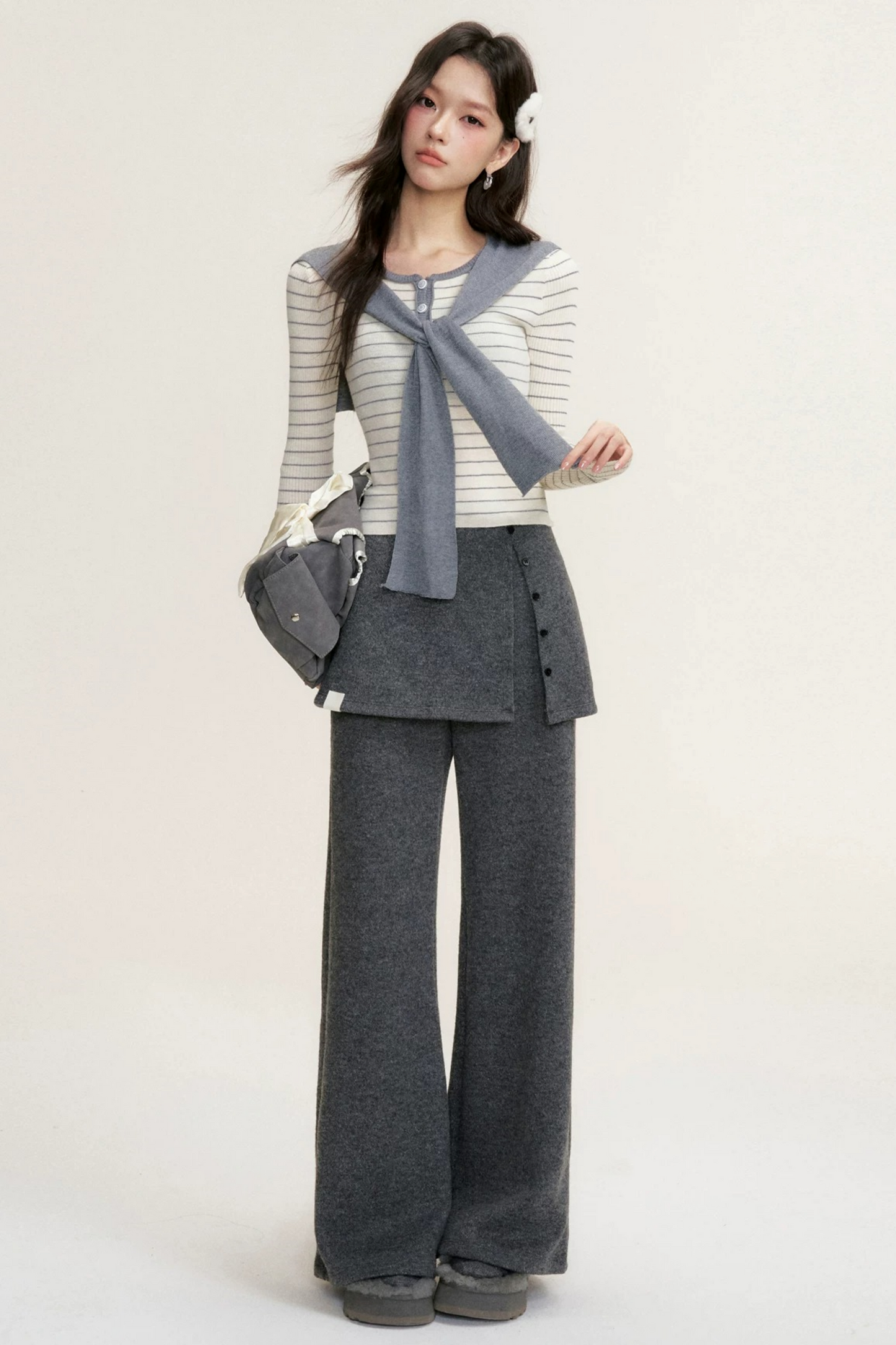 Color-Blocked Fake Two-Piece Knit Set-Up