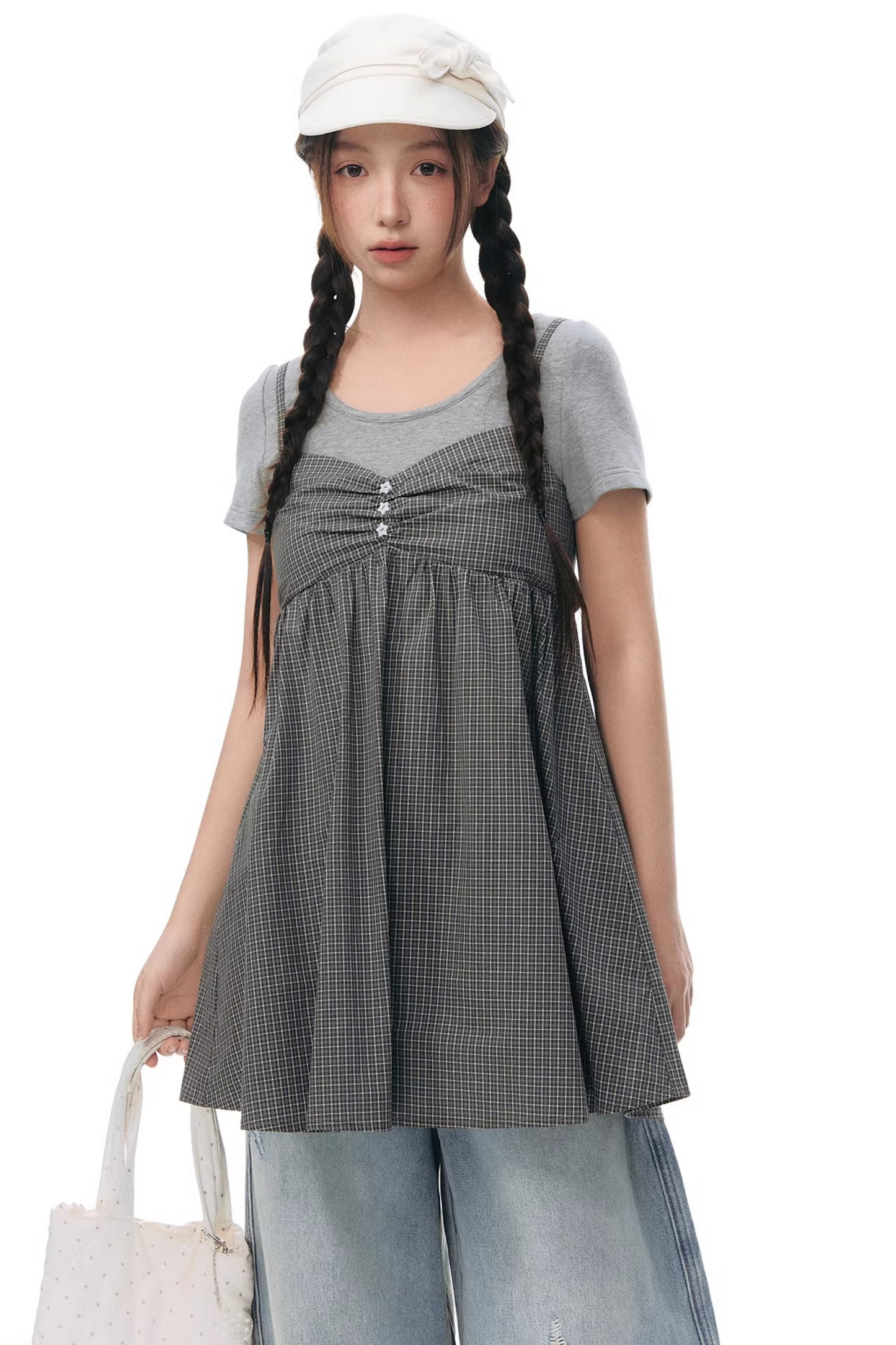 Fake Two-Piece Cotton Top