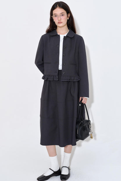 Versatile Airy Silhouette Elastic Waist Skirt