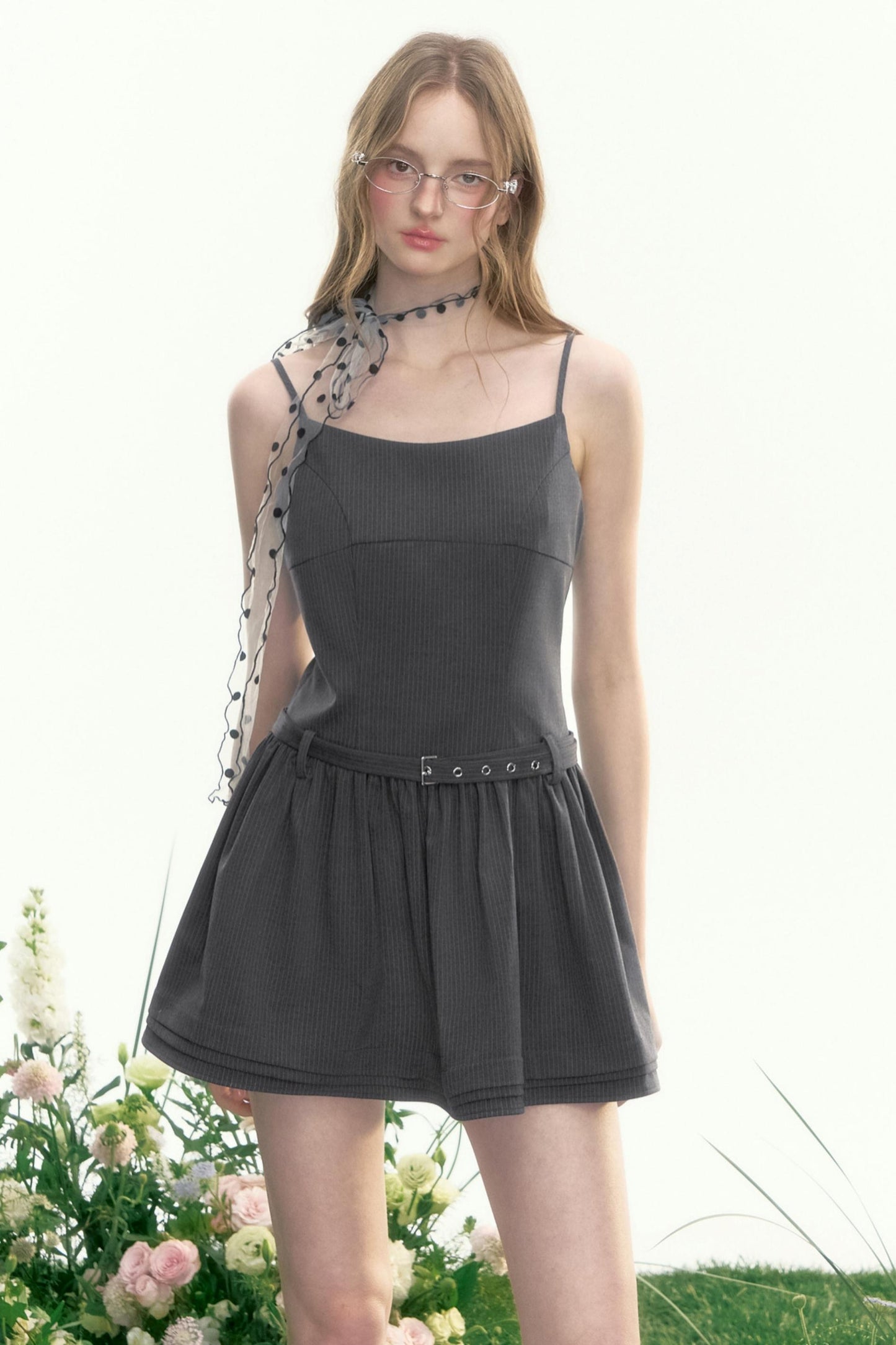 Gray Fantasy Striped Slip Dress