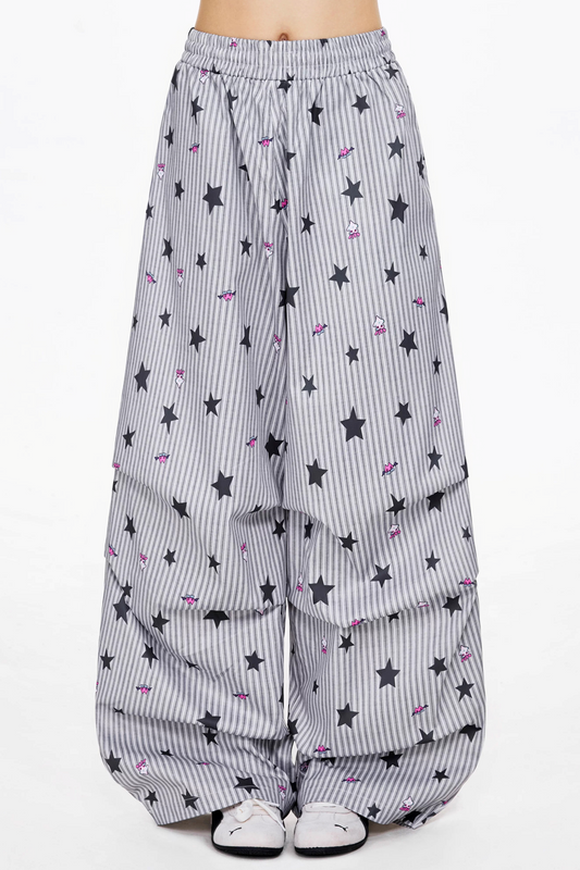 Retro Striped Wide-Leg Pants