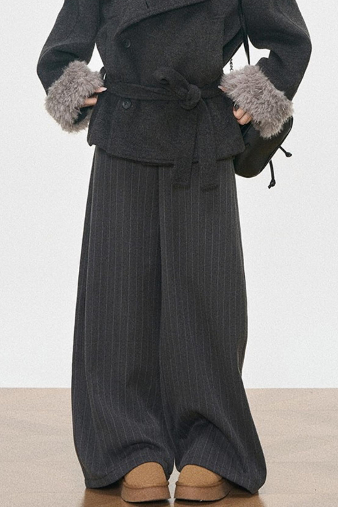 Fur Collar Thickened Woolen Coat Set-Up