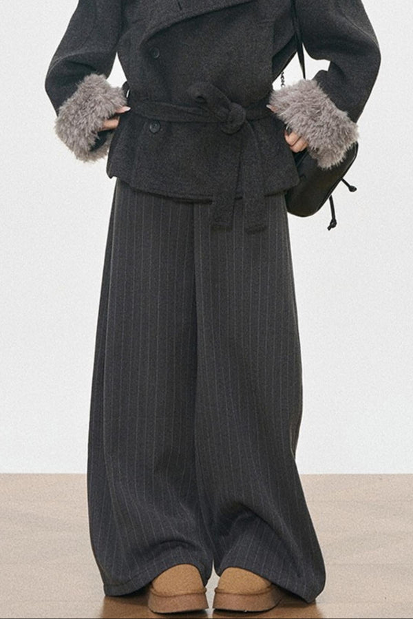 Fur Collar Thickened Woolen Coat Set-Up