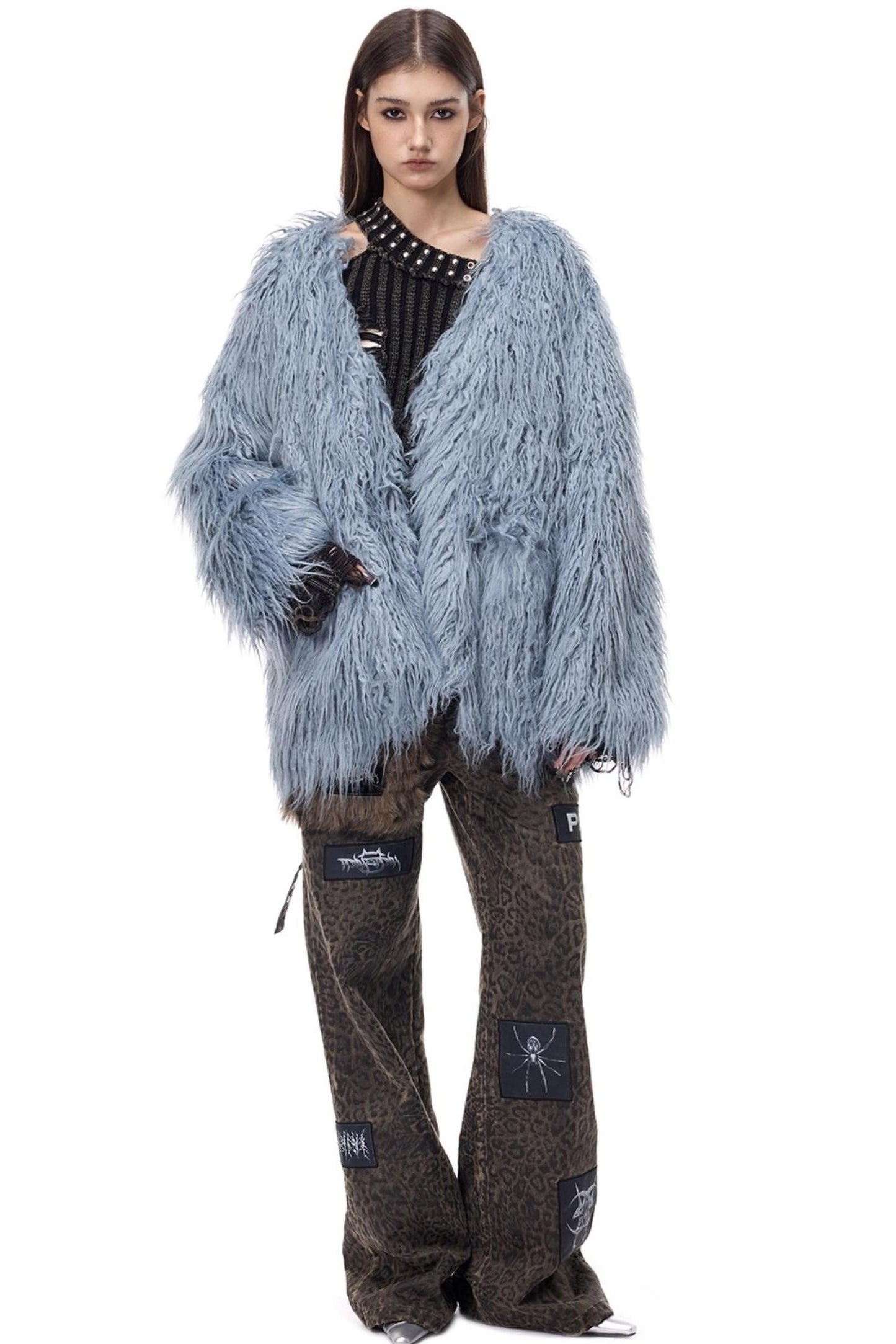 V-Neck Shearling Fur Jacket