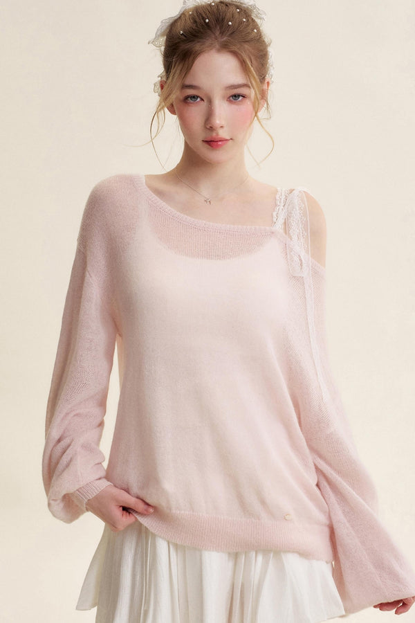 Slouchy Lace-Up Mohair Pullover Set